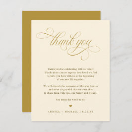 Elegante Hochzeit von Cream und Gold Calligraphy Dankeskarte
