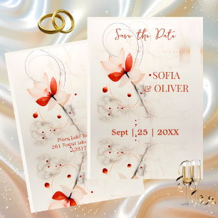 Elegante Hochzeit von Cream und Roten Poppies Save The Date