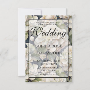 Elegante Hochzeit von Elfenbein mit rosa Wasserfar Einladung