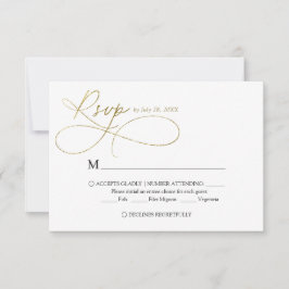Elegante Hochzeit von Elfenbein und Gold Script RSVP Karte
