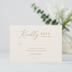 Elegante Hochzeit von Elfenbein und Goldkalligrafi RSVP Karte