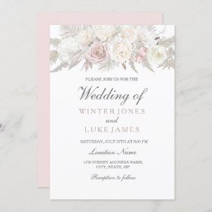 Elegante Hochzeit von Elfenbein und Rose Winter Wo Einladung