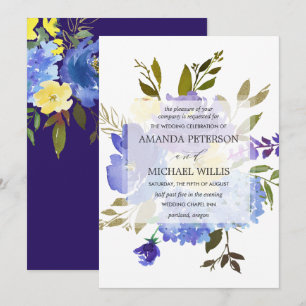 Elegante Hochzeit von Frühling-Blumen und gelben B Einladung