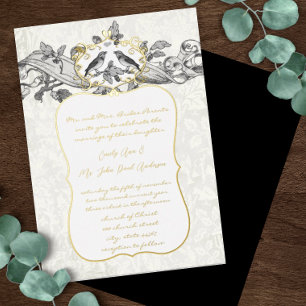Elegante Hochzeit von Gold Black & Gray Forest Gro Folieneinladung