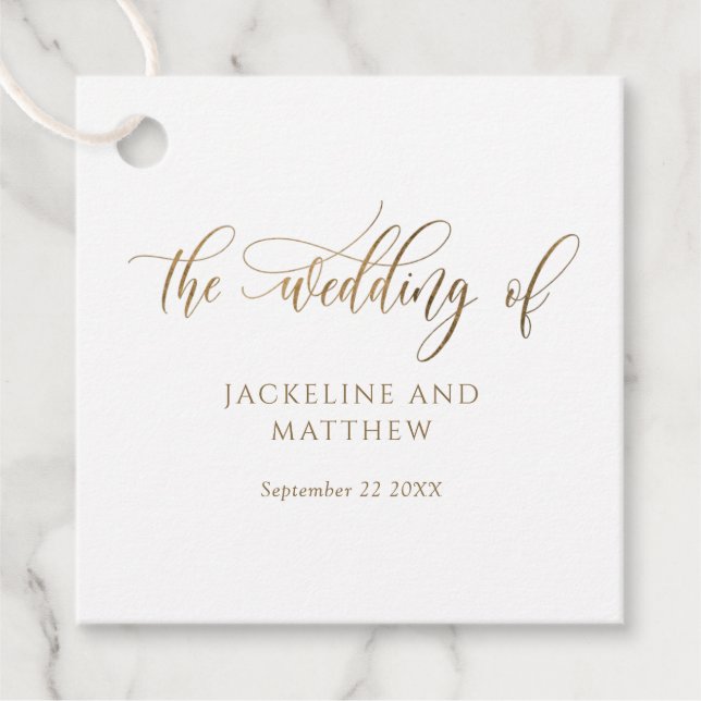Elegante Hochzeit von Gold Calligraphy Wedding Geschenkanhänger (Vorderseite)