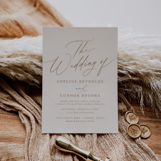 Elegante Hochzeit von Gold und Elfenbeinkalligrafi Einladung