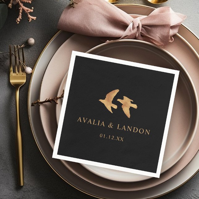 Elegante Hochzeit von Goldvögeln Serviette (Von Creator hochgeladen)