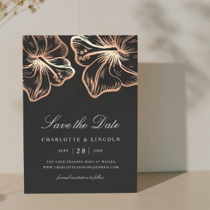 Elegante Hochzeit von Kupfer-Hibiskus-Blume Save The Date