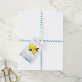 Elegante Hochzeit von Lemon Yellow & Blue Watercol Geschenkanhänger