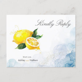 Elegante Hochzeit von Lemon Yellow & Blue Watercol Postkarte