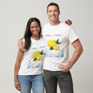 Elegante Hochzeit von Lemon Yellow & Blue Watercol T-Shirt