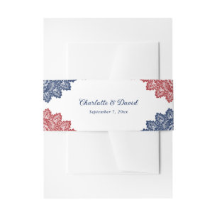 Elegante Hochzeit von Navy Blue und Red Floral Lac Einladungsbanderole