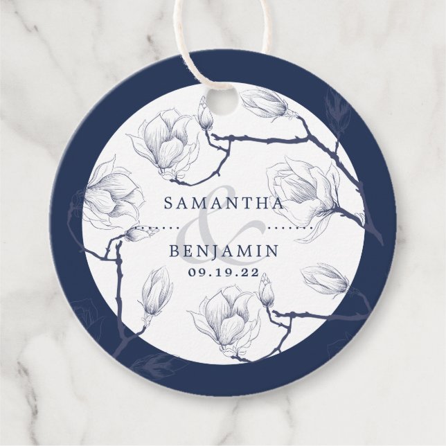 Elegante Hochzeit von Navy & White Floral Vielen D Geschenkanhänger (Vorderseite)