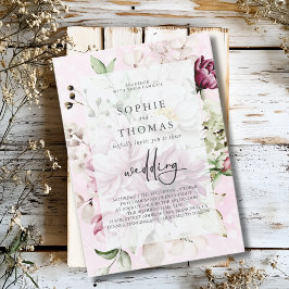 Elegante Hochzeit von Peonies Einladung