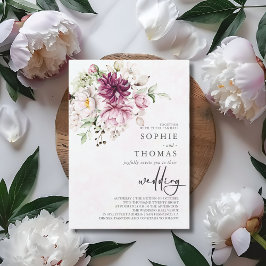 Elegante Hochzeit von Peonies Einladung