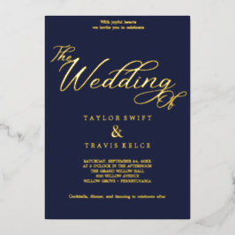 Elegante Hochzeit von Seen und Gold Foil Folieneinladung