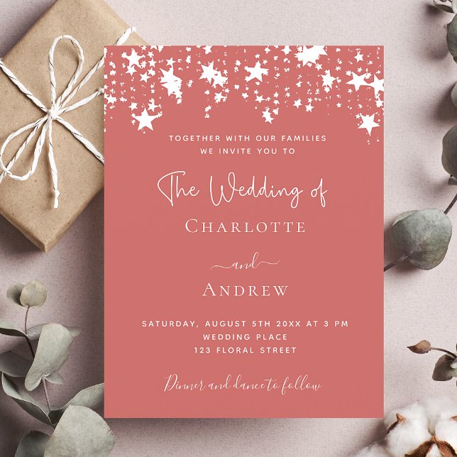 Elegante Hochzeit von Stars der Dusty Earth Einladungspostkarte (Von Creator hochgeladen)