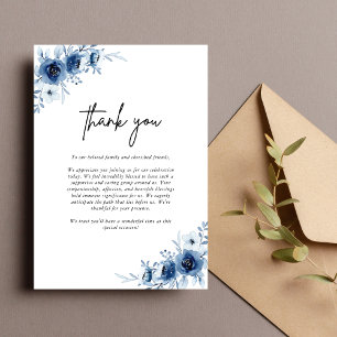 Elegante Hochzeit von Vintag Blue Floral Dankeskarte