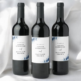 Elegante Hochzeit von Vintag Blue Floral Weinetikett