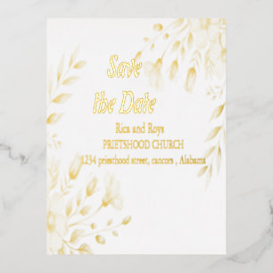 Elegante Hochzeit von Wasserfarben - das Datum spe Folie Einladungspostkarte