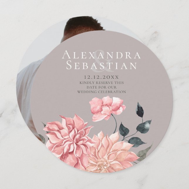 Elegante Hochzeit von Wasserfarben: Das Datum spei Save The Date (Vorne/Hinten)