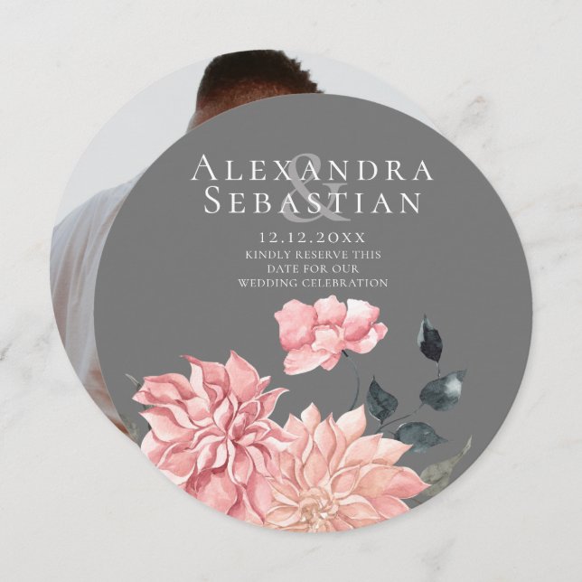 Elegante Hochzeit von Wasserfarben: Das Datum spei Save The Date (Vorne/Hinten)