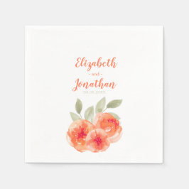 Elegante Hochzeit von Wasserfarben Peach Peonies F Serviette