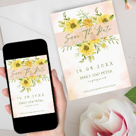 Elegante Hochzeit von Watercolor Gelbe Sonnenblume Save The Date
