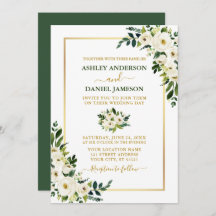 Elegante Hochzeit von Watercolor Green White Flora