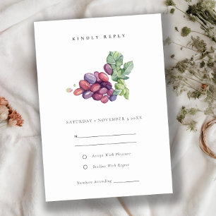 Elegante Hochzeit von Watercolor Leafy Traubenblät RSVP Karte