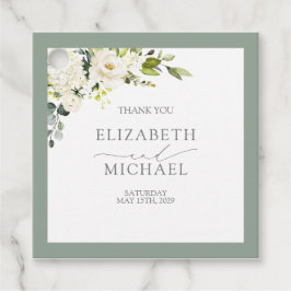 Elegante Hochzeit von White Grey Green Floral Geschenkanhänger