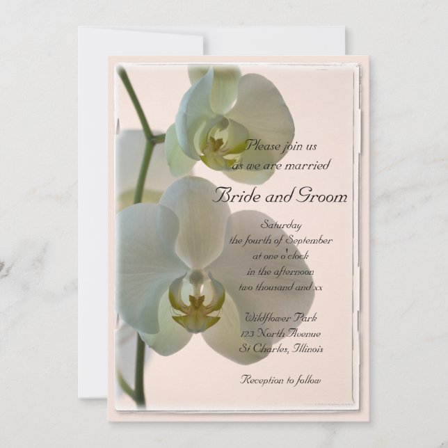 Elegante Hochzeit von White Orchids Einladung (Vorderseite)