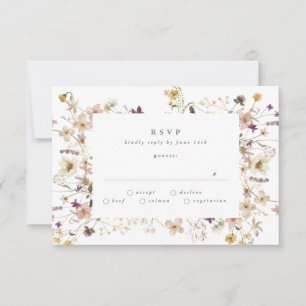 Elegante Hochzeit von Wildblume-Pampas-Hochzeit mi RSVP Karte