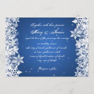 Elegante Hochzeit Winter Snowflakes Blue Saphir Einladung