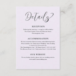 Elegante Hochzeitdetails Begleitkarte