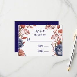 Elegante Hochzeiten der Marine und Korallen RSVP Karte