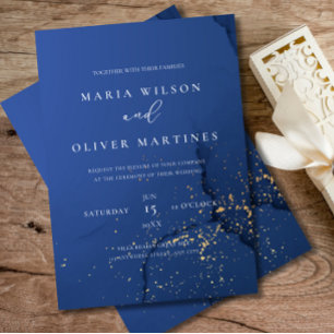 Elegante Hochzeiten Einladung Blau und Gold Hochze