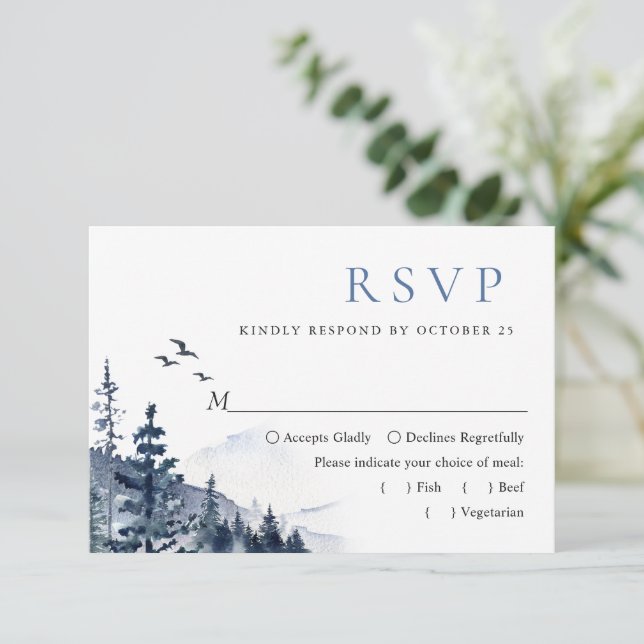 Elegante Hochzeiten im Wald RSVP Karte (Stehend Vorderseite)
