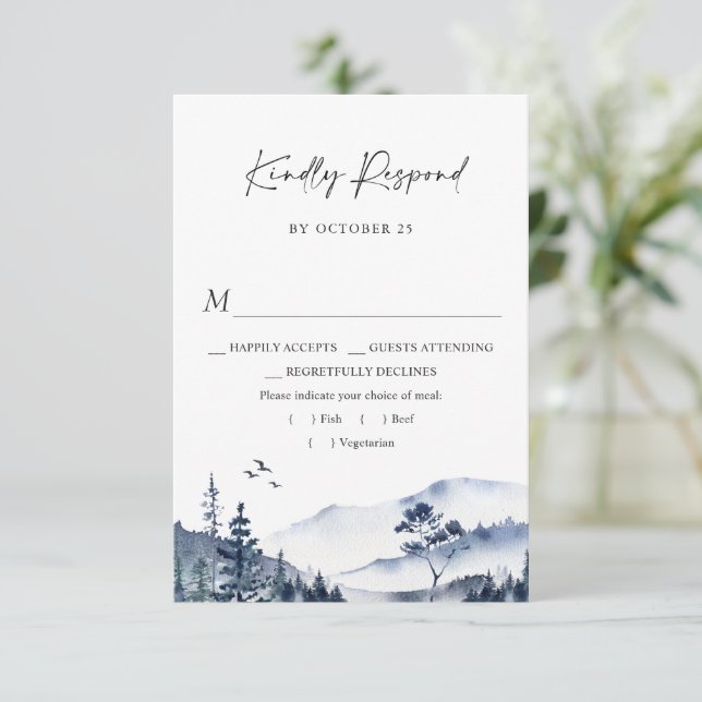 Elegante Hochzeiten im Wald RSVP Karte (Stehend Vorderseite)