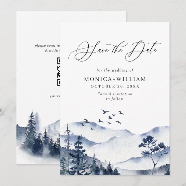 Elegante Hochzeiten im Wald Save The Date (Vorne/Hinten)