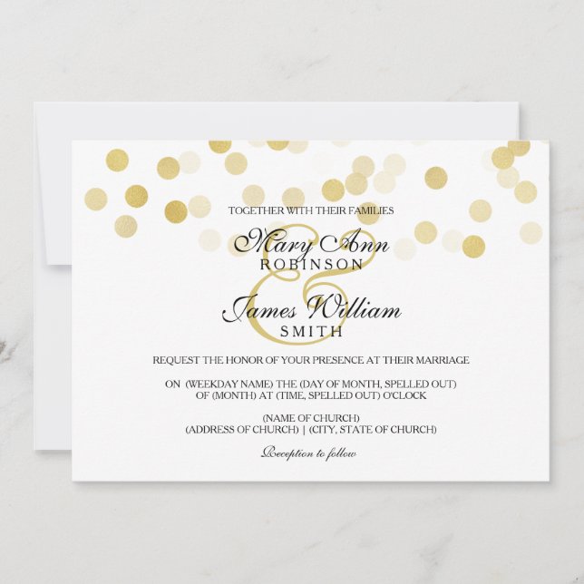 Elegante Hochzeiten Imitate Gold Foil Glitzer Ligh Einladung (Vorderseite)