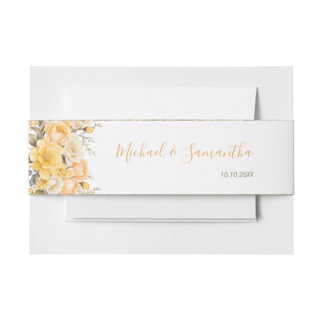 Elegante Hochzeiten in Gelb und Elfenbeinküste Einladungsbanderole (Vorderseite Beispiel)