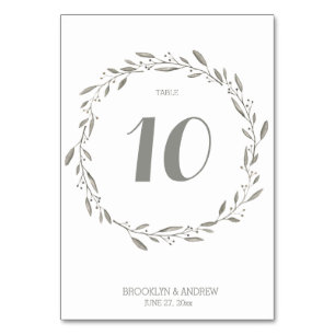 Elegante Hochzeiten Tischnummern Grau Floral