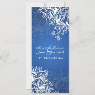 Elegante Hochzeiten Vintage Wirbel Blau Einladung