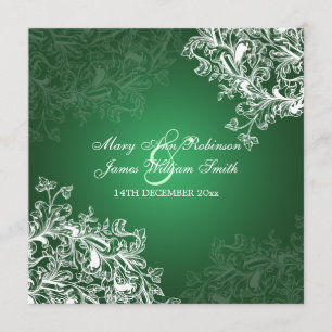 Elegante Hochzeiten Vintagen Wirbel Grün Einladung