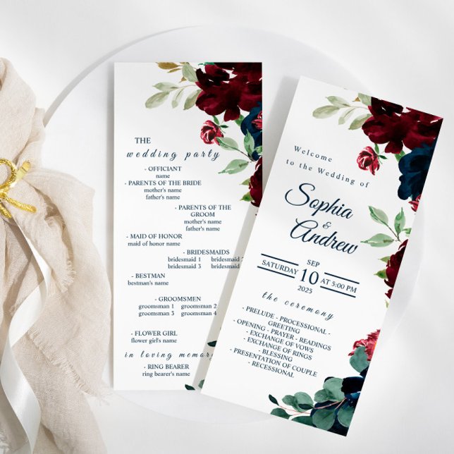 Elegante Hochzeiten von Burgundy und Navy Blue Flo Programm (Von Creator hochgeladen)