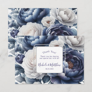 Elegante Hochzeiten von Navy Blue Peonies & White  Dankeskarte
