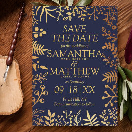 Elegante Hochzeiten von Navy & Gold-Floral speiche Save The Date