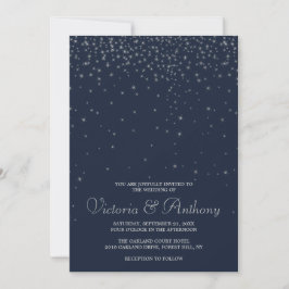 Elegante Hochzeiten von Navy & Silver Falling Star Einladung