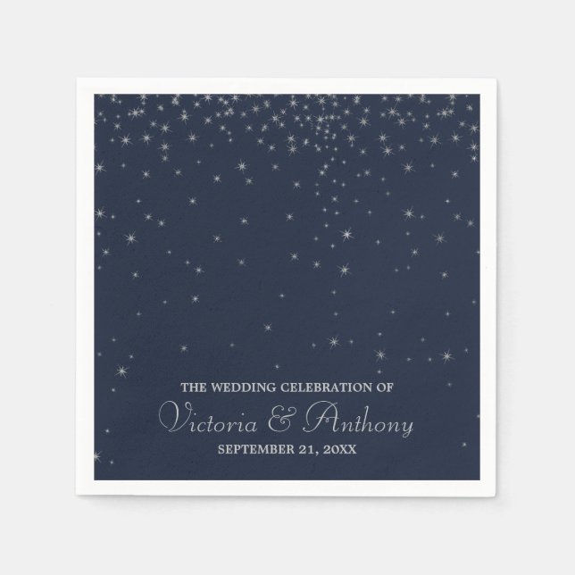 Elegante Hochzeiten von Navy & Silver Falling Star Serviette (Vorderseite)